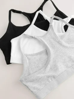 Hot Next Strappy Racer Back Crop Tops 3 Pack (5-16yrs) Black/White