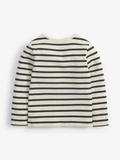 Outlet Next Black/White Stripe Cotton Rich Long Sleeve Rib T-Shirt (3mths-7yrs)