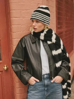 Next Stripe Knitted Beanie Hat Black/White