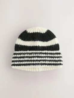 Next Stripe Knitted Beanie Hat Black/White