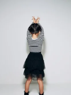 Clearance Next Black/White Stripe Long Sleeve Ribbed Top (3-16yrs)