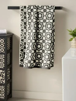 Next Black/White Tile Geo 100% Cotton Towels^ Towels & Bathmats