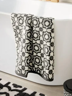 Next Black/White Tile Geo 100% Cotton Towels^ Towels & Bathmats