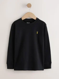 Clearance Next Black/White/Blue Stag Logo Long Sleeve Cosy T-Shirts 8 Pack (3-16yrs)