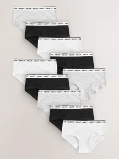 Clearance Next Hipster Briefs 10 Pack (2-16yrs) Black/White/Grey