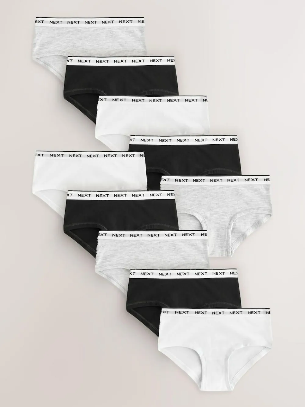 Clearance Next Hipster Briefs 10 Pack (2-16yrs) Black/White/Grey