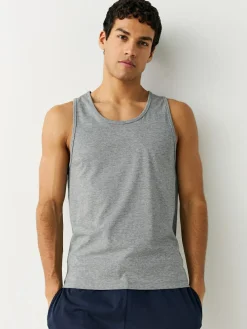 Outlet Next 100% Cotton Layering Vests 5 Pack Black/White/Grey Marl/Navy Blue