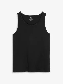Outlet Next 100% Cotton Layering Vests 5 Pack Black/White/Grey Marl/Navy Blue
