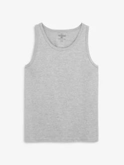 Outlet Next 100% Cotton Layering Vests 5 Pack Black/White/Grey Marl/Navy Blue