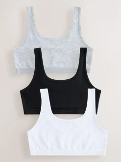 Next Black/White/Grey Scoop Crop Tops 3 Pack (5-16yrs)^ Underwear|Bras & Crop Tops