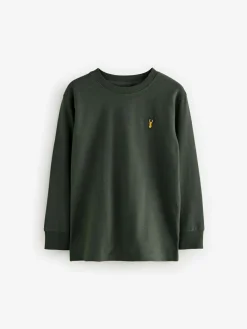 Next Stag Logo Long Sleeve Cosy T-Shirts 4 Pack (3-16yrs)^BOY Tops|T-Shirts