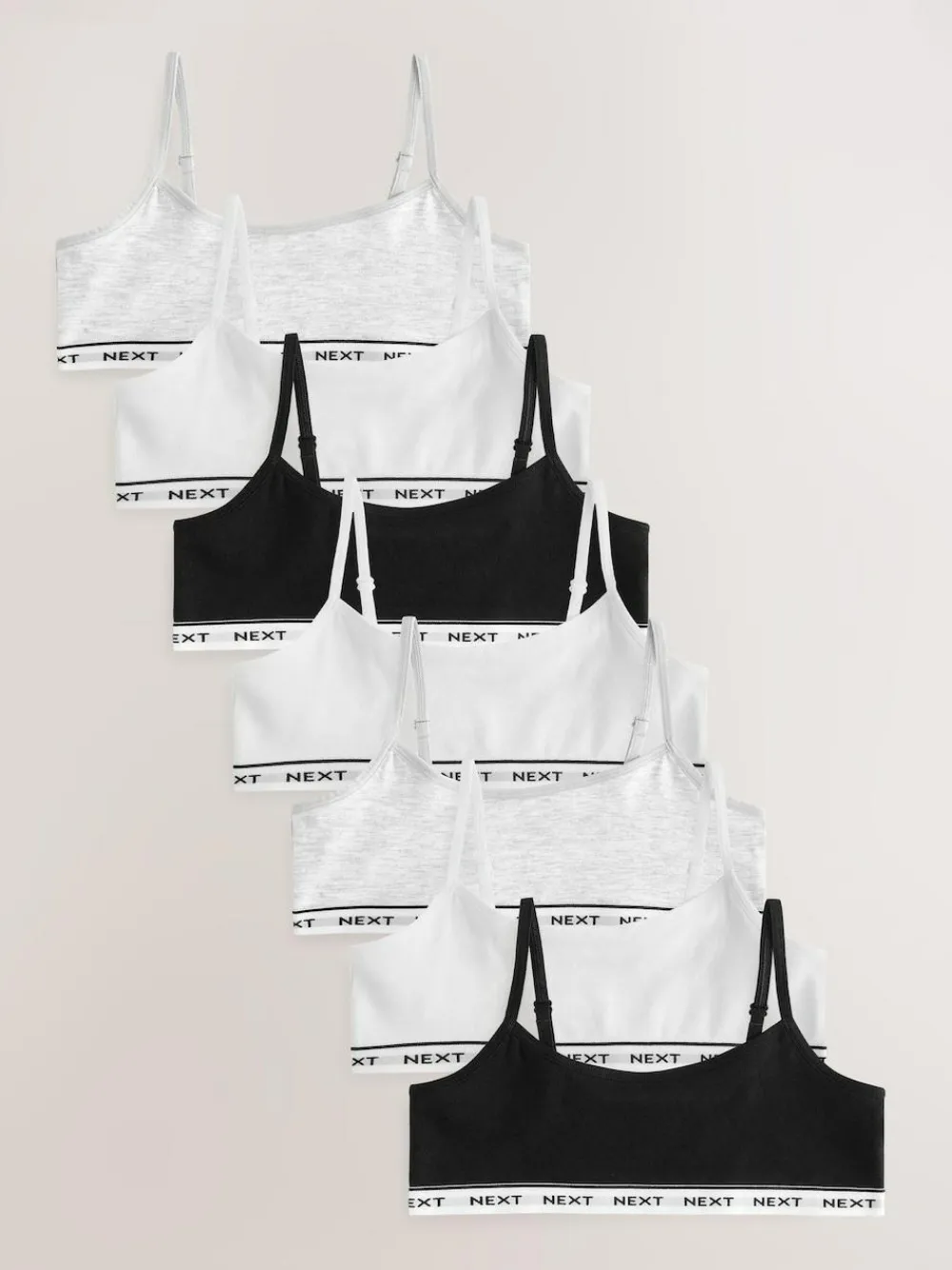 Discount Next Strappy Crop Tops 7 Pack (5-16yrs) Black/White/Grey