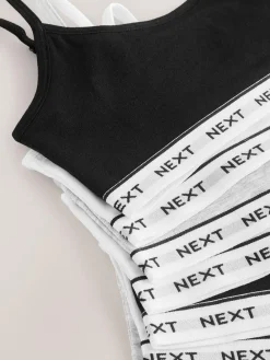 Discount Next Strappy Crop Tops 7 Pack (5-16yrs) Black/White/Grey