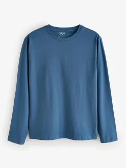 Outlet Next Black/White/Grey/Blue Slim Fit Regular Fit Long Sleeve 100% Cotton T-Shirts 5 Pack