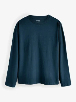 Outlet Next Black/White/Grey/Blue Slim Fit Regular Fit Long Sleeve 100% Cotton T-Shirts 5 Pack