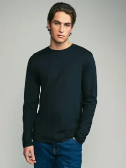 Outlet Next Black/White/Grey/Blue Slim Fit Regular Fit Long Sleeve 100% Cotton T-Shirts 5 Pack