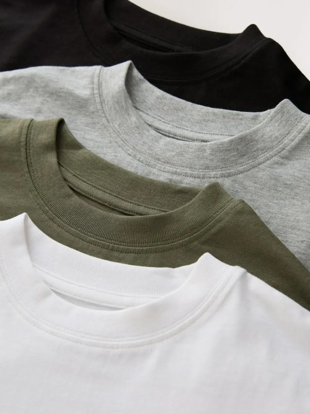 Discount Next Black/White/Grey/Khaki Relaxed Fit Short Sleeves T-Shirts 4 Pack (3-16yrs)