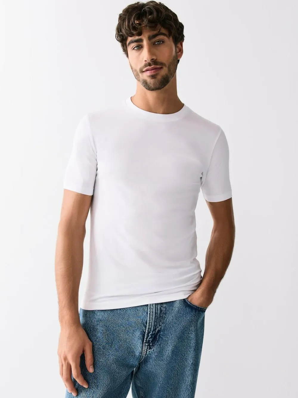 Next Black/White/Navy/Grey Muscle Fit Essential Cotton T-Shirts 6 Pack^ Nightwear|Tops & T-Shirts