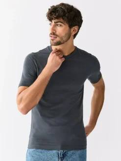 Next Black/White/Navy/Grey Muscle Fit Essential Cotton T-Shirts 6 Pack^ Nightwear|Tops & T-Shirts