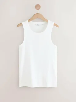 New Next Black/White/Neutral/Navy 4 Pack Slim Ribbed Vest