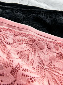 Best Next Brazilian Lace Front NVPL Knickers 3 Pack Black/White/Nude