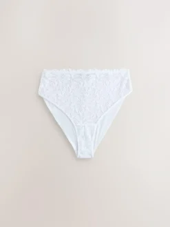 Outlet Next High Waist High Leg Lace Front NVPL Knickers 3 Pack Black/White/Nude