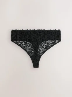 Discount Next High Waisted Thong Lace Front NVPL Knickers 3 Pack Black/White/Nude