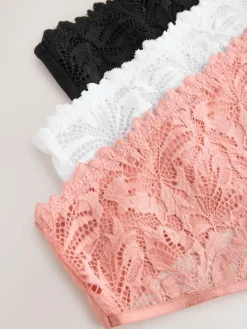 Discount Next High Waisted Thong Lace Front NVPL Knickers 3 Pack Black/White/Nude