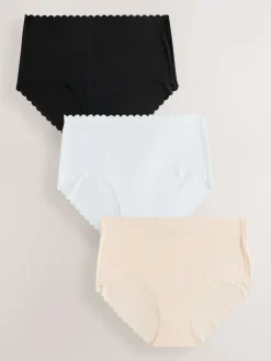 Best Next Midi No VPL Scallop Knickers 3 Pack Black/White/Nude