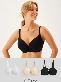 Next Black/White/Pastel Rose Nude Pad Balcony DD+ Cotton Blend Ultimate Comfort Bras 3 Pack^Women Dd+ Range|Bras