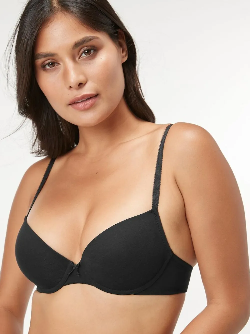 Next Black/White/Pastel Rose Nude Pad Plunge Cotton Blend Ultimate Comfort Bras 3 Pack^Women Bras