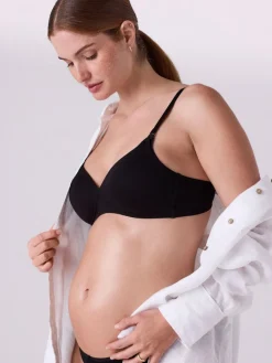 Hot Next Black/White/Pastel Rose Nude Pad Non Wire B-G Nursing Cotton Blend Ultimate Comfort Bras 3 Pack