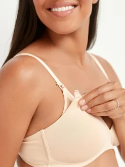 Hot Next Black/White/Pastel Rose Nude Pad Non Wire B-G Nursing Cotton Blend Ultimate Comfort Bras 3 Pack