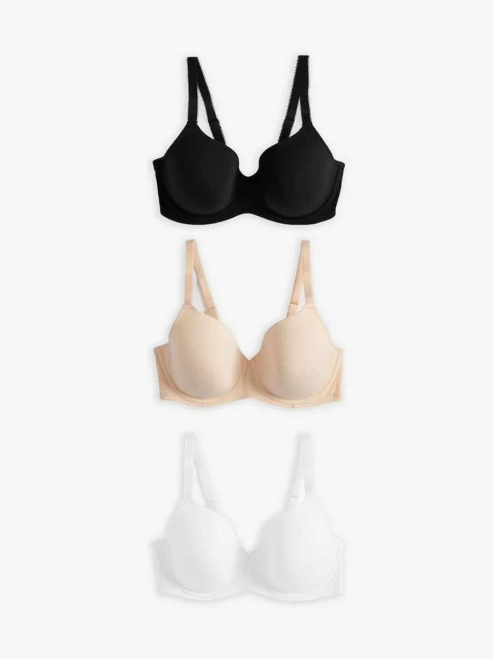 Next Black/White/Pastel Rose Nude Pad Full Cup DD+ Cotton Blend Ultimate Comfort Bras 3 Pack^Women Dd+ Range