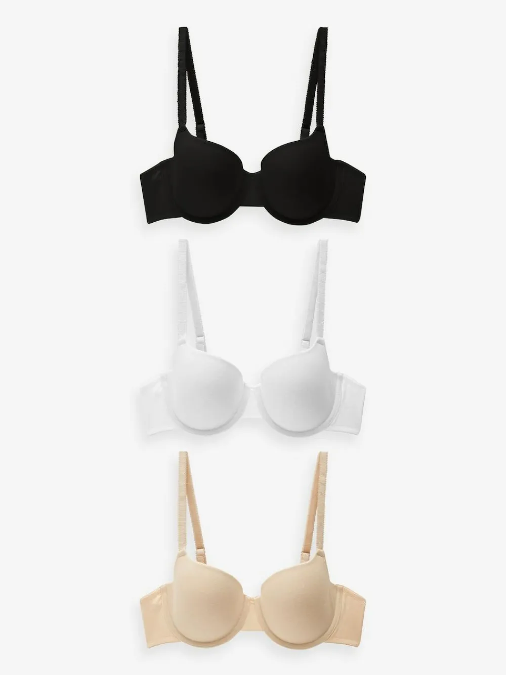 Sale Next Black/White/Pastel Rose Nude Pad Balcony Cotton Blend Ultimate Comfort Bras 3 Pack