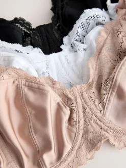 Best Next DD+ Non Pad Full Cup Bras 3 Pack Black/White/Praline Nude