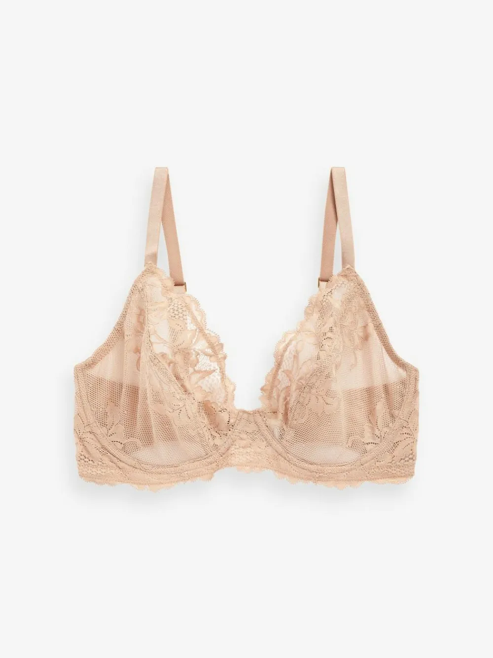 Clearance Next Non Pad Plunge DD+ Lace Bras 3 Pack Black/White/Praline Nude