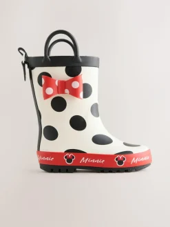 Next Black/White/Red Minnie Mouse Handle Wellies^ Boots