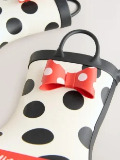 Next Black/White/Red Minnie Mouse Handle Wellies^ Boots