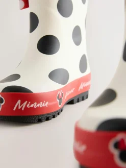 Next Black/White/Red Minnie Mouse Handle Wellies^ Boots