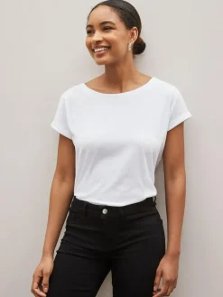 Clearance Next Cap Sleeve 100% Cotton T-Shirts 3 Pack Black/White/Stripe