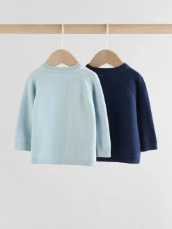 Sale Next Blue 100% Cotton Knitted Baby Cardigans 2 Pack (0mths-3yrs)