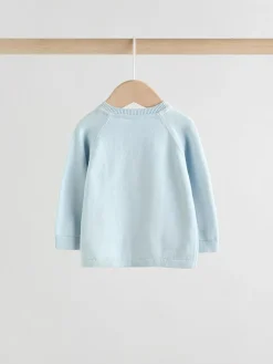 Sale Next Blue 100% Cotton Knitted Baby Cardigans 2 Pack (0mths-3yrs)