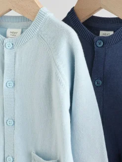 Sale Next Blue 100% Cotton Knitted Baby Cardigans 2 Pack (0mths-3yrs)