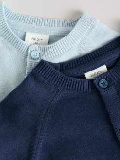Sale Next Blue 100% Cotton Knitted Baby Cardigans 2 Pack (0mths-3yrs)