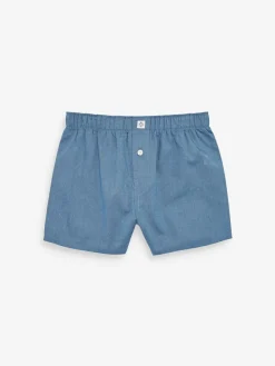 Sale Next Blue 100% Cotton Woven Trunks 3 Pack (2-16yrs)