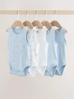 Hot Next Blue 5 Pack Baby Bear Vest Bodysuits