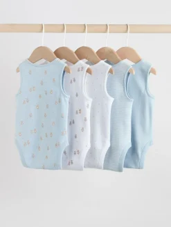 Hot Next Blue 5 Pack Baby Bear Vest Bodysuits