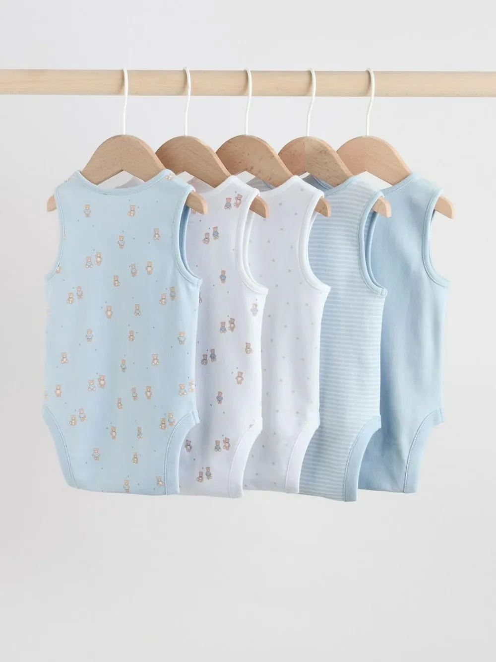 Hot Next Blue 5 Pack Baby Bear Vest Bodysuits