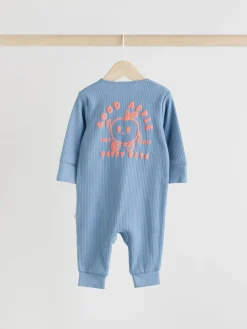 Next Blue 3 pack Baby Two Way Zip Footless Cotton Sleepsuits (0mths-3yrs)^BOY Nightwear|Nightwear